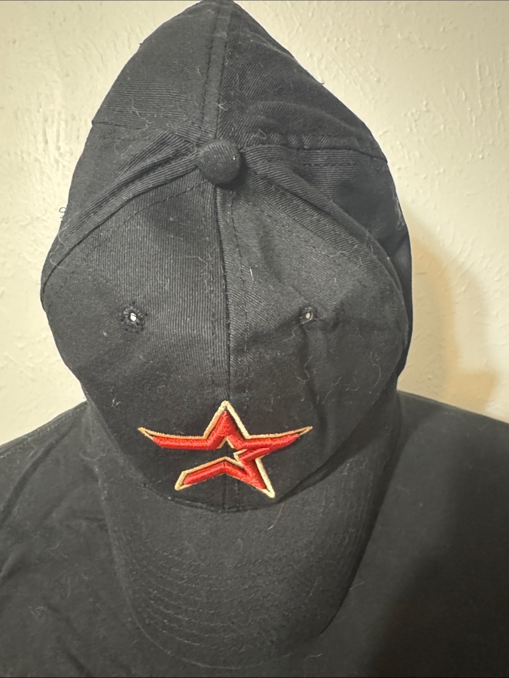 Black Baseball Cap Houston Astros with Red and Gold Star Patch